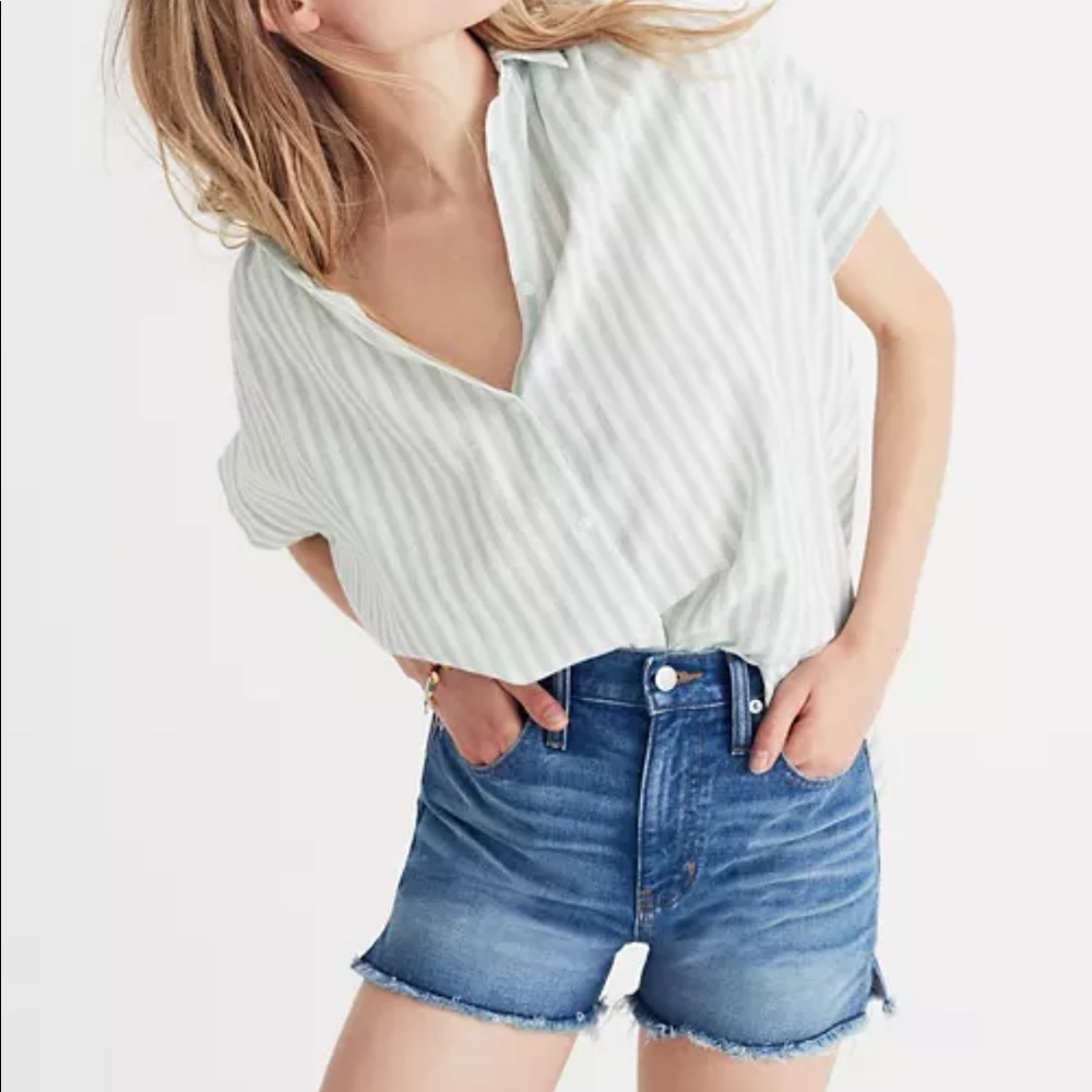 Madewell Central Shirt in Mint Strip Size S - worn twice, no signs of wear!